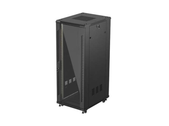 19"-OS SZABADON ÁLLÓ RACK SZEKRÉNY 32U/600X800 (FLAT PACK) ÜVEGAJTÓVAL FEKETE LANBERG