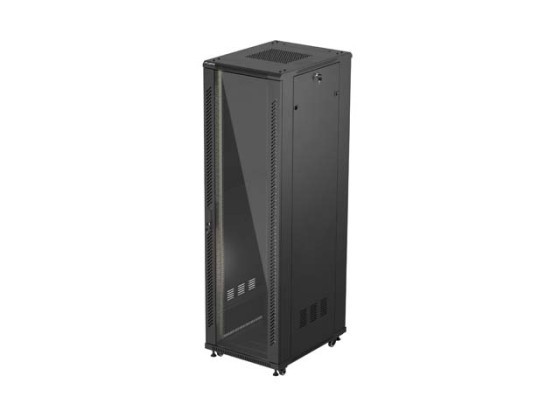 19" RACK SZEKRÉNY SZABADON ÁLLÓ 42U/600X800 (FLAT PACK) ÜVEGAJTÓVAL FEKETE LANBERG