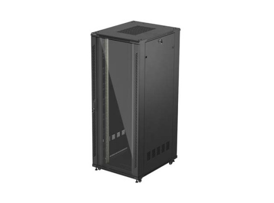 19" ÁLLVÁNYSZEKRÉNY SZABADON ÁLLÓ 42U/800X1000 (FLAT PACK) ÜVEGAJTÓVAL FEKETE LANBERG