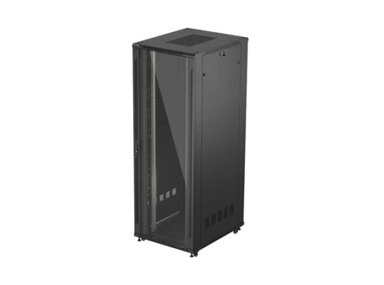 19" ÁLLVÁNYSZEKRÉNY SZABADON ÁLLÓ 47U/800X1000 (FLAT PACK) ÜVEGAJTÓVAL FEKETE LANBERG