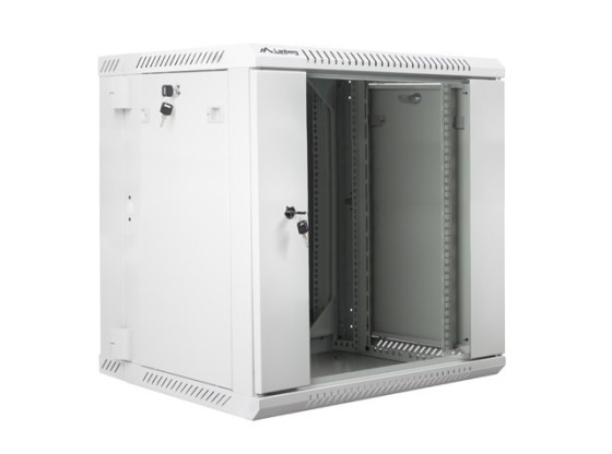 19"-OS, KÉTRÉSZES, FALRA SZERELHETŐ RACK SZEKRÉNY 12U/600X600 (LAPOS CSOMAGOLÁS) SZÜRKE LANBERG