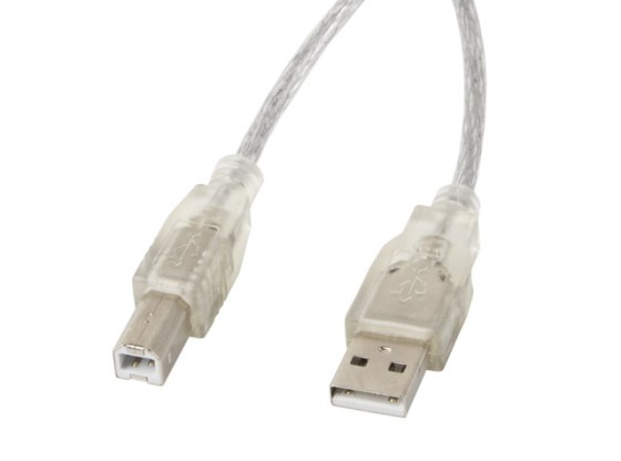 USB-A(M)-&gt;USB-B(M) 2.0 KÁBEL 1.8M ÁTLÁTSZÓ FERRIT LANBERG