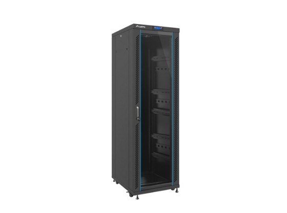 19" RACK SZEKRÉNY SZABADON ÁLLÓ 37U/600X800 (FLAT PACK) ÜVEGAJTÓVAL LCD FEKETE LANBERG