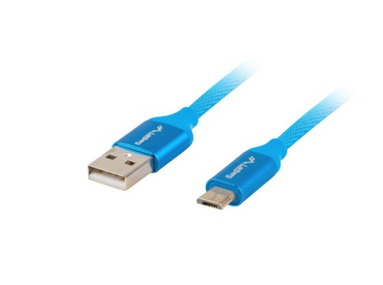 USB MICRO(M)-&gt;USB-A(M) 2.0 KÁBEL 1.8M KÉK PRÉMIUM QC 3.0 LANBERG