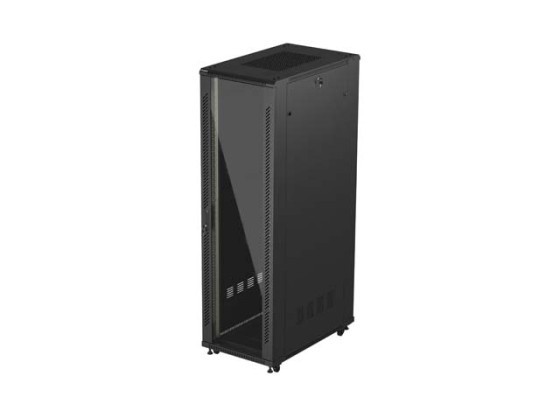 INSTALLÁCIÓS SZEKRÉNY RACK 19" 42U 600X1000 FEKETE ÜVEGAJTÓ LANBERG (FLAT PACK)