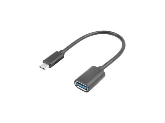 USB-C(M) 3.1-&gt;USB-A(F) ADAPTER KÁBEL 15CM FEKETE OTG LANBERG