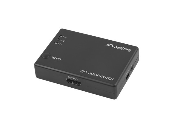 LANBERG 3X HDMI videókapcsoló, fekete + USB-C-csatlakozó + távirányító V2
