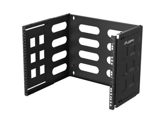 ÖSSZECSUKHATÓ KONZOL FALRA SZERELHETŐ 19" 8U 497X400/240 FEKETE LANBERG
