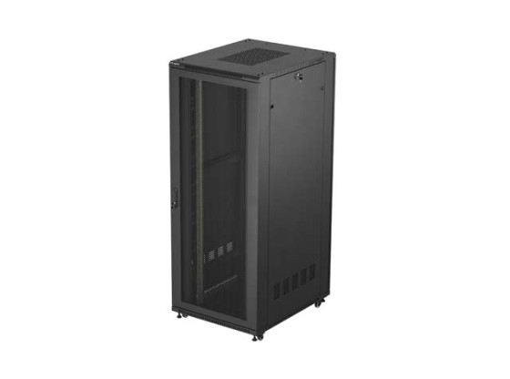 19"-OS SZABADON ÁLLÓ RACK SZEKRÉNY 42U/800X1000 (FLAT PACK) HÁLÓS AJTÓVAL FEKETE LANBERG
