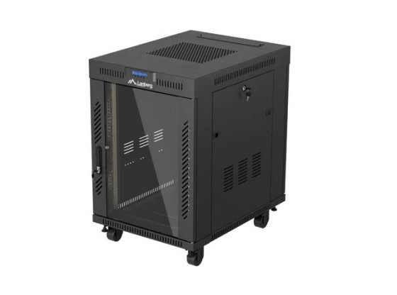 19" RACK SZEKRÉNY SZABADON ÁLLÓ 15U/600X800 (FLAT PACK) ÜVEG AJTÓVAL LCD FEKETE LANBERG V2
