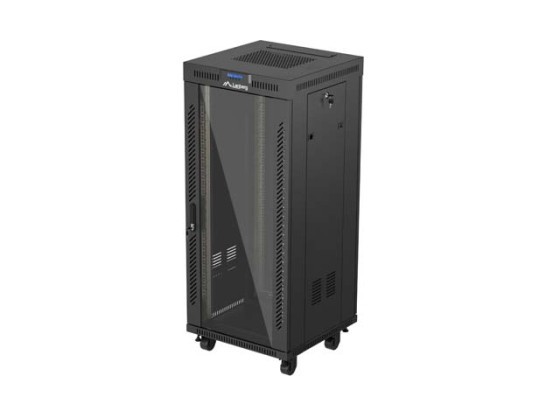 RACK SZEKRÉNY 19" SZABADON ÁLLÓ 27U/600X600 (FLAT PACK) ÜVEGAJTÓVAL LCD FEKETE LANBERG V2