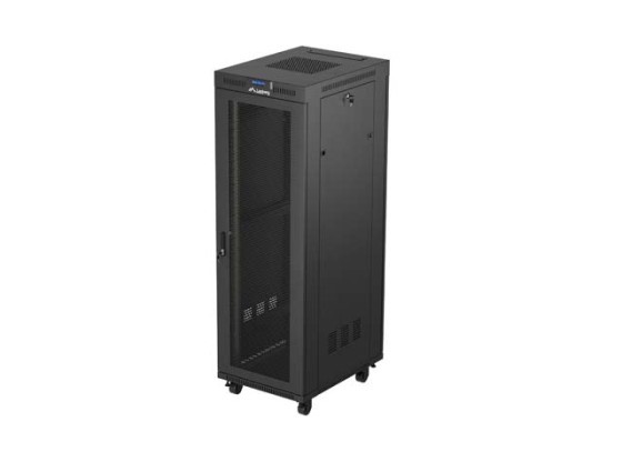 19" RACK SZEKRÉNY SZABADON ÁLLÓ 37U/600X800 (FLAT PACK) HÁLÓS AJTÓVAL LCD FEKETE LANBERG V2