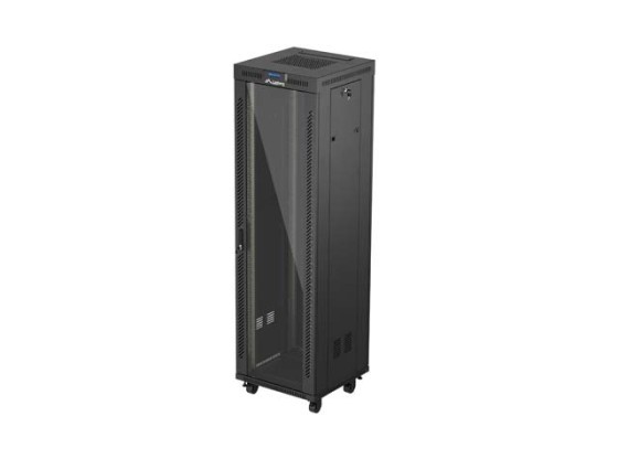 19" RACK SZEKRÉNY SZABADON ÁLLÓ 42U/600X600 (FLAT PACK) ÜVEG AJTÓVAL LCD FEKETE LANBERG V2
