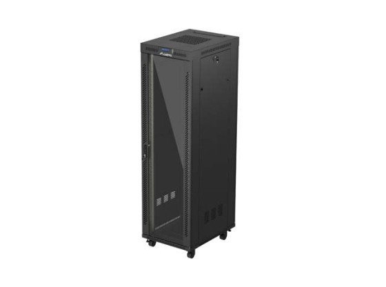 19" RACK SZEKRÉNY SZABADON ÁLLÓ 42U/600X800 (FLAT PACK) ÜVEGAJTÓVAL LCD FEKETE LANBERG V2