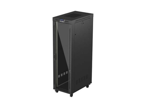 19" RACK SZEKRÉNY SZABADON ÁLLÓ 42U/600X1000 (FLAT PACK) ÜVEGAJTÓVAL LCD FEKETE LANBERG V2