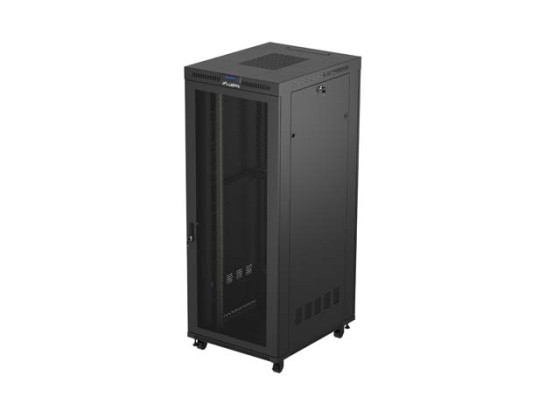 19" RACK SZEKRÉNY SZABADON ÁLLÓ 42U/800X1000 (FLAT PACK) HÁLÓS AJTÓVAL LCD FEKETE LANBERG V2