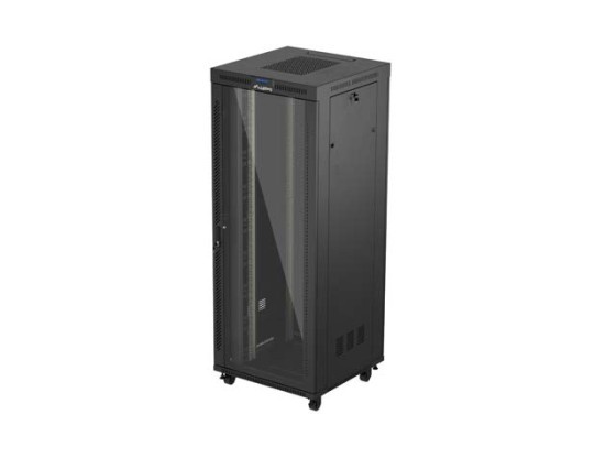 19" RACK SZEKRÉNY SZABADON ÁLLÓ 42U/800X800 (FLAT PACK) ÜVEGAJTÓVAL LCD FEKETE LANBERG V2