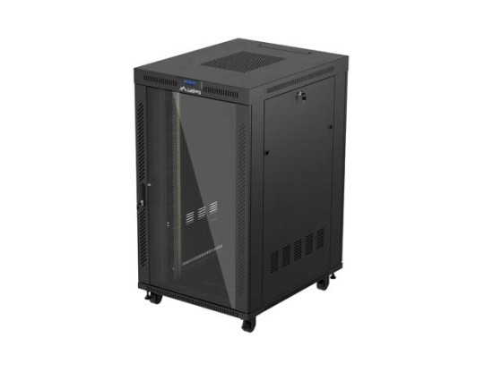 19" RACK SZEKRÉNY SZABADON ÁLLÓ 27U/800X1000 (FLAT PACK) ÜVEG AJTÓVAL LCD FEKETE LANBERG V2