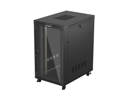 19" RACK SZEKRÉNY SZABADON ÁLLÓ 27U/800X1200 (FLAT PACK) ÜVEGAJTÓVAL LCD FEKETE LANBERG