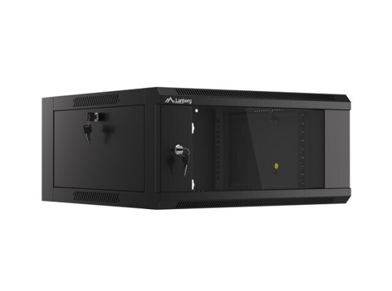 19" RACKSZEKRÉNY 19" FALRA SZERELHETŐ 4U/600 ÜVEGAJTÓVAL FEKETE LANBERG (ÖSSZESZERELVE)