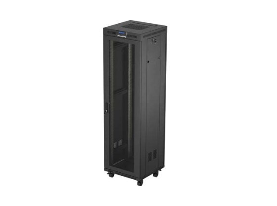 19" RACK SZEKRÉNY SZABADON ÁLLÓ 42U/600X600 (LAPOS CSOMAGOLÁS) HÁLÓS AJTÓVAL LCD FEKETE LANBERG V2