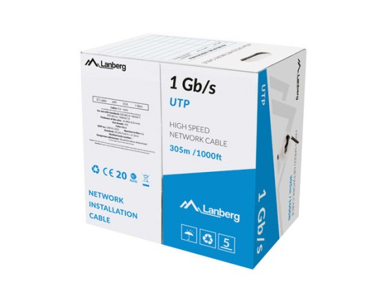 LAN KÁBEL 1GB/S 305M SZILÁRD CCA FEKETE LANBERG