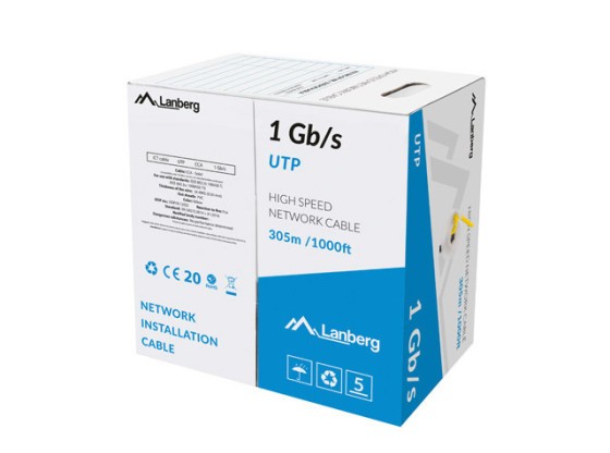 LAN KÁBEL 1GB/S 305M SZILÁRD CCA SÁRGA LANBERG