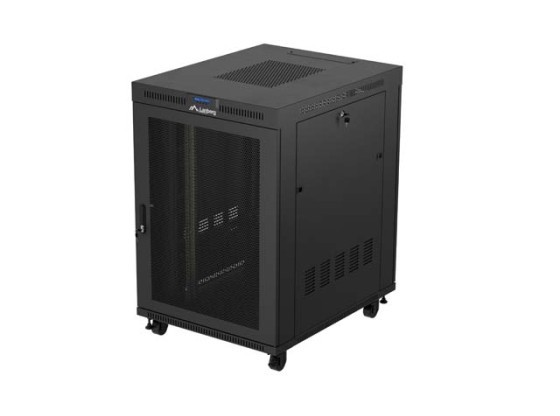 19" RACK SZEKRÉNY SZABADON ÁLLÓ 22U/800X1000 (FLAT PACK) HÁLÓS AJTÓVAL LCD FEKETE LANBERG V2