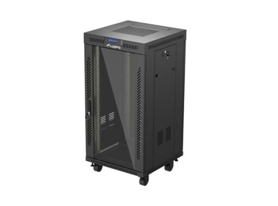 INSTALLÁCIÓS RACK 19" 22U 600X600 FEKETE LANBERG ÜVEGAJTÓ (FLAT PACK) V2
