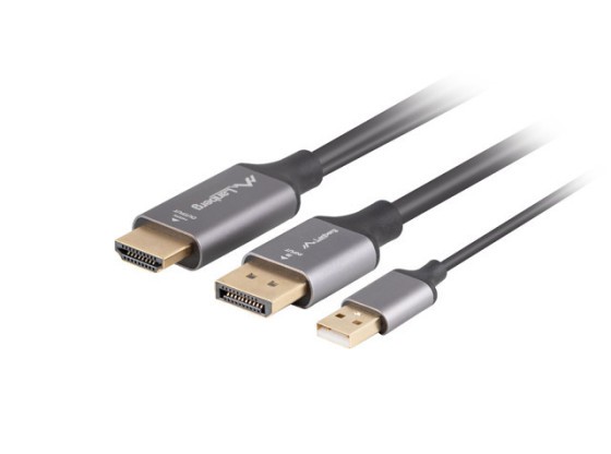 HDMI(M)->DISPLAYPORT(M) KÁBEL 1.8M 4K FEKETE LANBERG