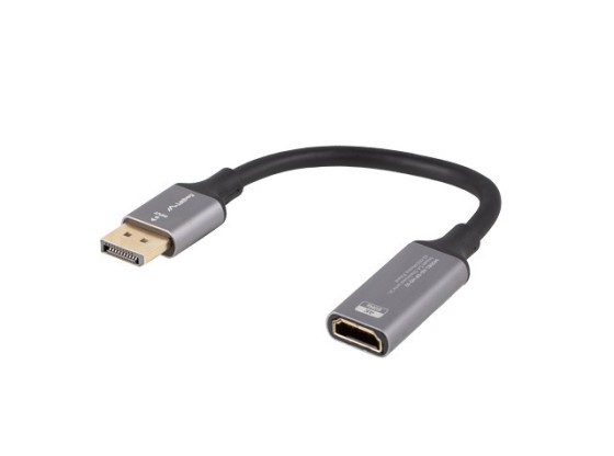 DISPLAYPORT(M)->HDMI(F) 4K ADAPTER 20CM KÁBELRE EZÜST LANBERG