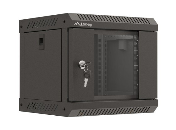 INSTALLÁCIÓS ÁLLVÁNY 10" 4U 300X300 FEKETE ÜVEGAJTÓ LANBERG (LAPOS CSOMAGOLÁS)