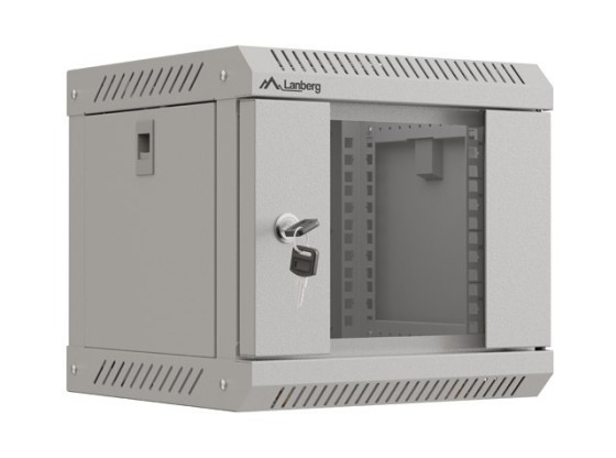 INSTALLÁCIÓS ÁLLVÁNY 10" 4U 300X300 SZÜRKE ÜVEGAJTÓS LANBERG (LAPOS CSOMAGOLÁS)