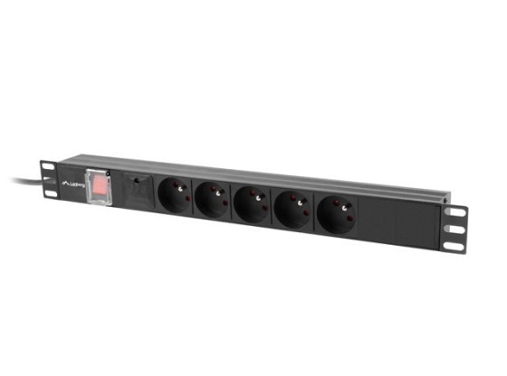 HÁLÓZATI SZALAG RACK PDU 19" LANBERG 1U 10A 5X 230V PL 2M FEKETE C14