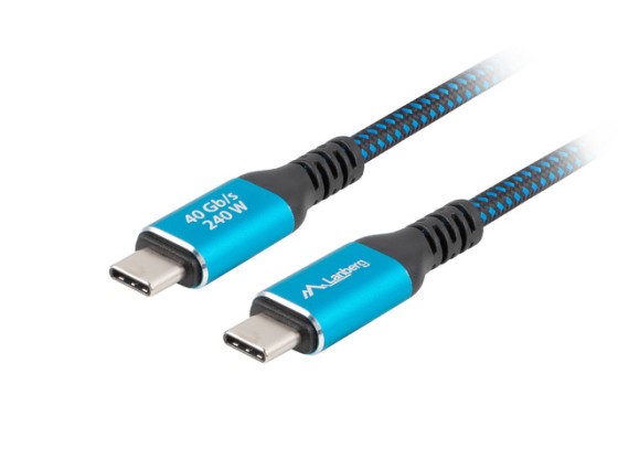 KÁBEL USB-C M/M USB4 1M 240W 8K 60HZ FEKETE-KÉK LANBERG
