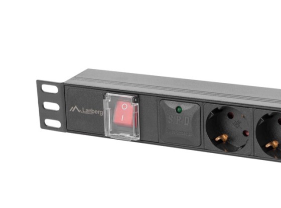 HÁLÓZATI SZALAG RACK PDU 19" LANBERG 1U 10A 5X SCHUKO 2M FEKETE C14