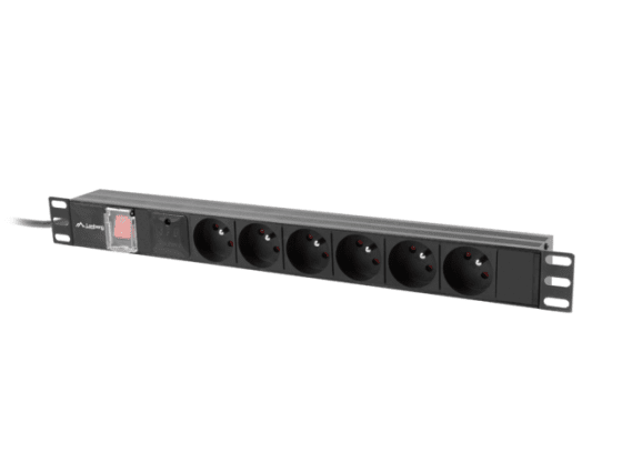HÁLÓZATI SZALAG RACK PDU 19" LANBERG 1U 10A 6X 230V PL 2M FEKETE C14