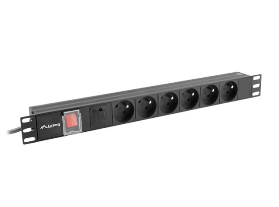 HÁLÓZATI SZALAG RACK PDU 19" LANBERG 1U 10A 6X 230V PL 2M FEKETE C14