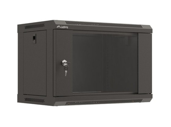 INSTALLÁCIÓS ÁLLVÁNY 19" 6U 540X350 FEKETE ÜVEGAJTÓS LANBERG (FLAT PACK)