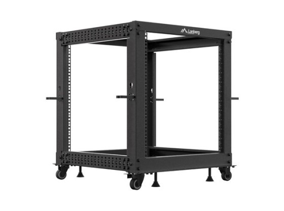 NYITOTT RACK 19" 12U 600X600-1100 ÁLLÍTHATÓ FEKETE LANBERG
