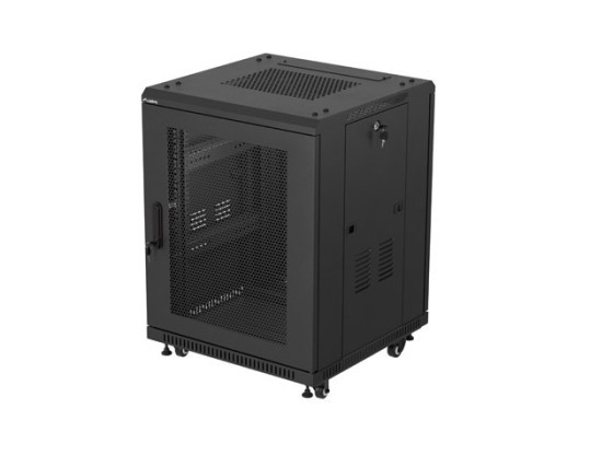 INSTALLÁCIÓS RACK 19" 15U 600X600 FEKETE PERFORÁLT AJTÓ LANBERG (FLAT PACK)