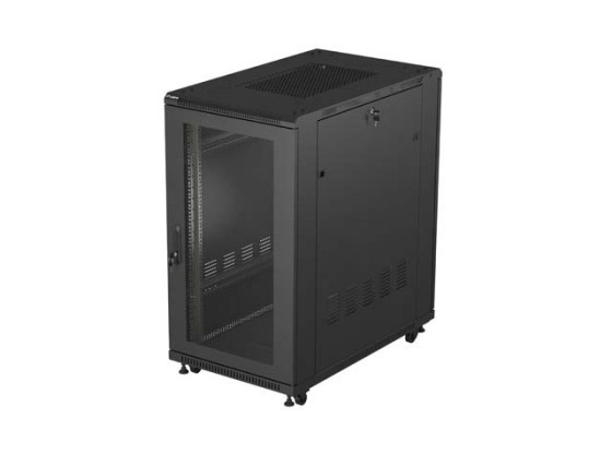 INSTALLÁCIÓS ÁLLVÁNY 19" 22U 600X1000 FEKETE PERFORÁLT AJTÓ LANBERG (FLAT PACK)