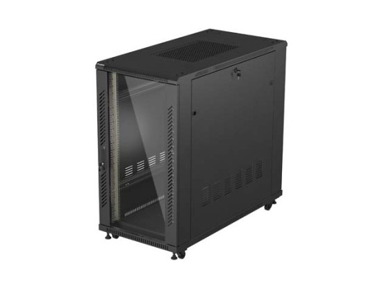 INSTALLÁCIÓS SZEKRÉNY RACK 19" 22U 600X1200 FEKETE ÜVEGAJTÓ LANBERG (FLAT PACK)