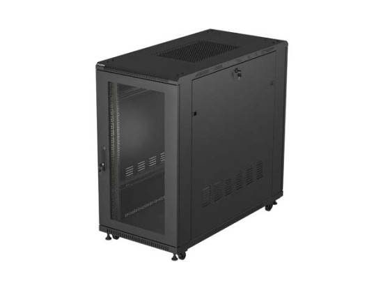 BEÉPÍTHETŐ SZEKRÉNY ÁLLVÁNY 19" 22U 600X1200 FEKETE PERFORÁLT AJTÓ LANBERG (FLAT PACK)