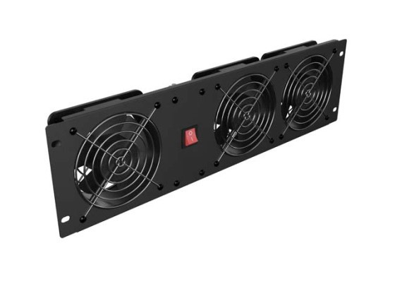 FÜGGŐLEGES SZELLŐZTETŐ PANEL 19" 3U RACKHEZ HÁROM VENTILÁTOR 230V FEKETE LANBERG