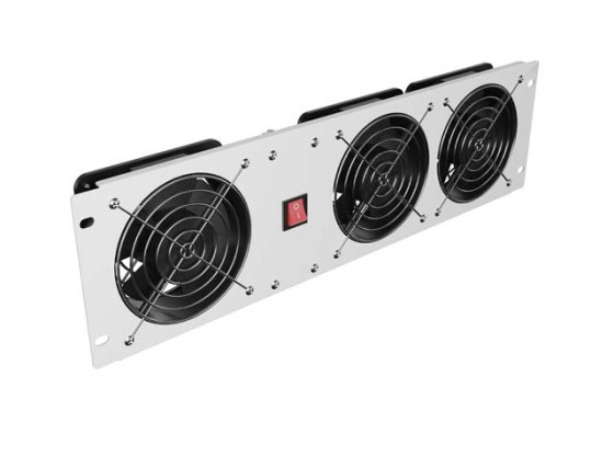 FÜGGŐLEGES SZELLŐZTETŐ PANEL 19" 3U RACKHEZ HÁROM VENTILÁTOR 230V SZÜRKE LANBERG