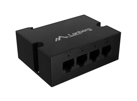KAPCSOLÓ LANBERG DIN-FE4-AT-30W 1XIN 3X OUT 100MB POE EXTENDER GYORS ETHERNET DIN SÍN 30W-OS SÍNNEL
