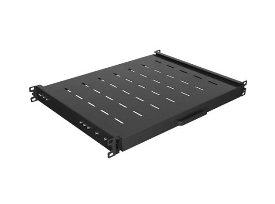 KIHÚZHATÓ POLC 19" RACKHEZ 350MM FEKETE LANBERG (1U/445X350MM TERHELHETŐSÉG 35KG-IG, 4 PONTOS RÖGZÍTÉS)