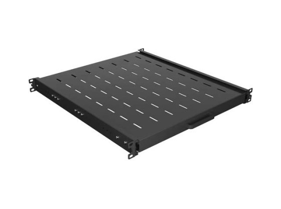 KIHÚZHATÓ POLC 19" RACKHEZ 500MM FEKETE LANBERG (1U/445X500MM TERHELHETŐSÉG 35KG-IG, 4 PONTON RÖGZÍTHETŐ)