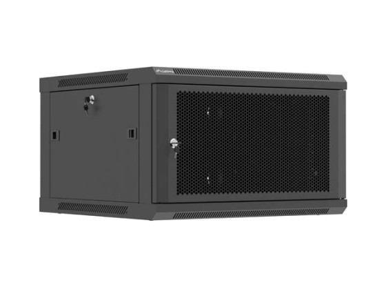 19" 6U 600X600 FEKETE PERFORÁLT AJTÓ LANBERG (LAPOS CSOMAGOLÁS)